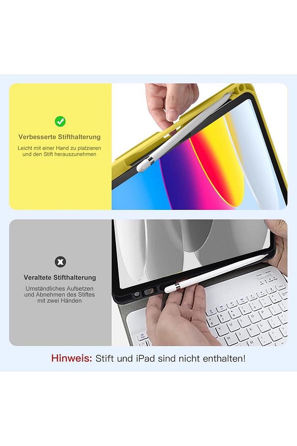 İpad 11.nesil A16 2025 / 10.nesil 10.9 Uyumlu Tablet Klavyeli Kılıf Kablosuz Bluetooth Kalem Bölmeli - 5