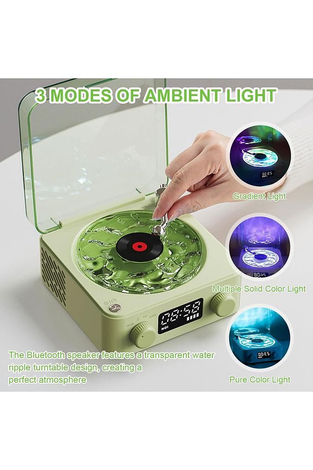 Nostaljik Plak Çalar Rgb Bluetooth 3d Ses Dalgası Retro Müzik Plak Çalar - 2