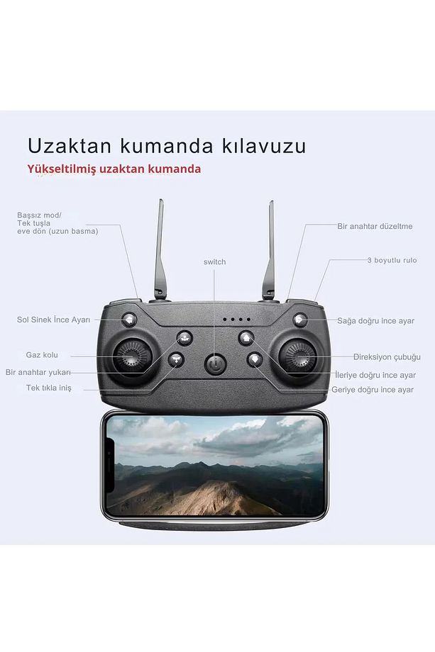 Katlanabilir Çift Kameralı 4K HD Kameralı Drone – WiFi Canlı Yayın, Uzun Menzil, 360° Akrobatik Uçuş - 5