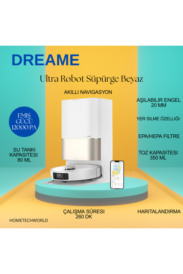 12000Pa emiş gücüyle Ultra Robot Süpürge Beyaz-(X40 Ultra) - 1
