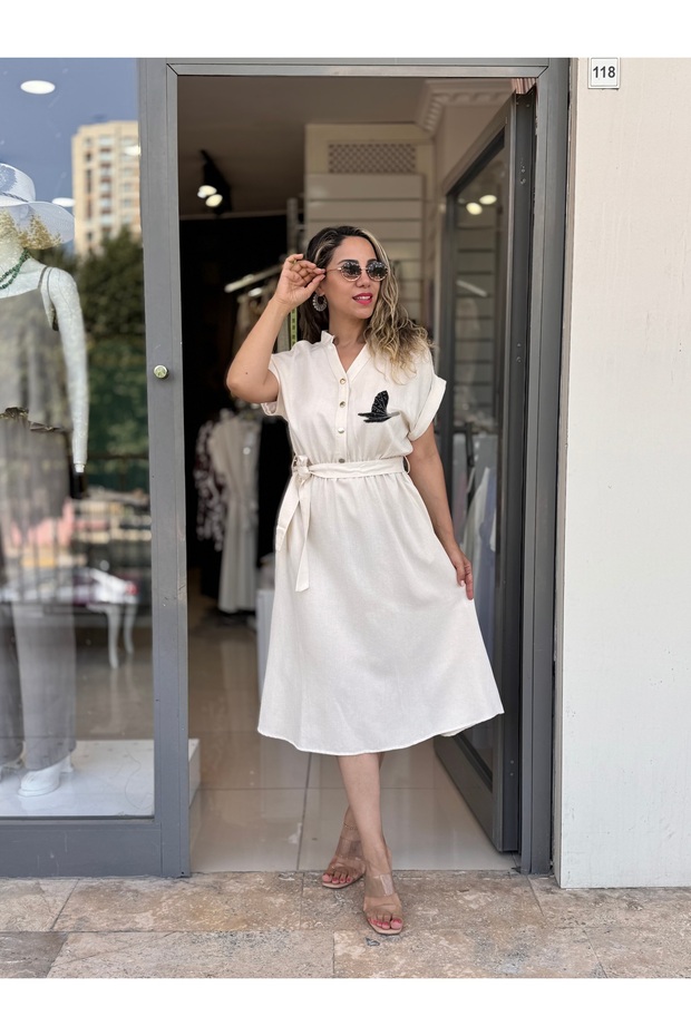 Ecru Short Sleeve Dress