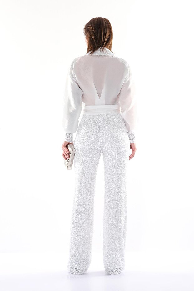 Sequin Garnil Pants Blouse Set - 4