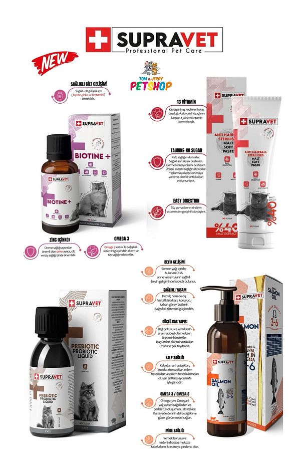 Kısırlaştırılmış Kediler Için Malt 100 Gr/Somon Yağı 200ml/Prebiyotik 100 Ml/Biotine Damla 100 Ml - 1