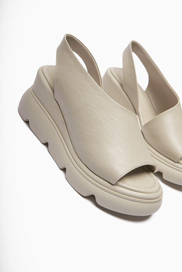 Lima Beige Thick Soled Open Toe Women's Sandals Opportunity Product