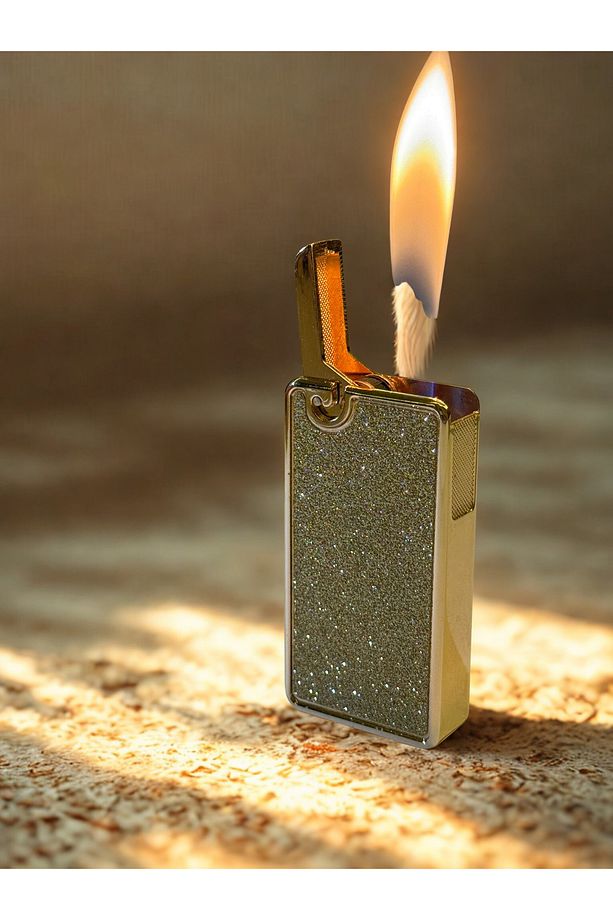 Lux Lighter – Simli Yüzeyli Klasik Alevli Çakmak - 2