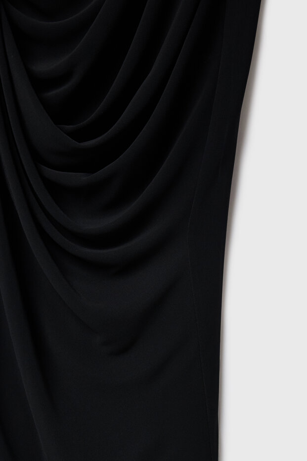 Night Zoom Askılı Uzun Örme Elbise - 8