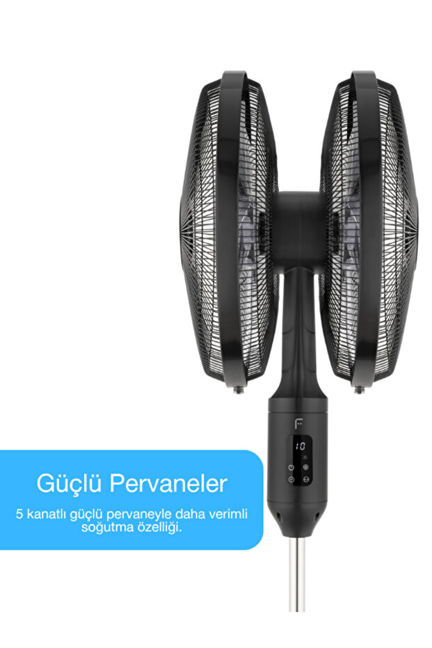 Duoflow Uzaktan Kumandalı, Çift Başlıklı, Dokunmatik, Dijital Ekranlı Vantilatör - 5