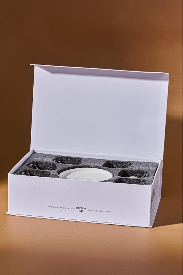 Σετ 12 τεμαχίων πορσελάνινες κούπες espresso Τουρκικού Καφέ για 6 άτομα, 100ml, λευκό και ασημί χρώμα - 5