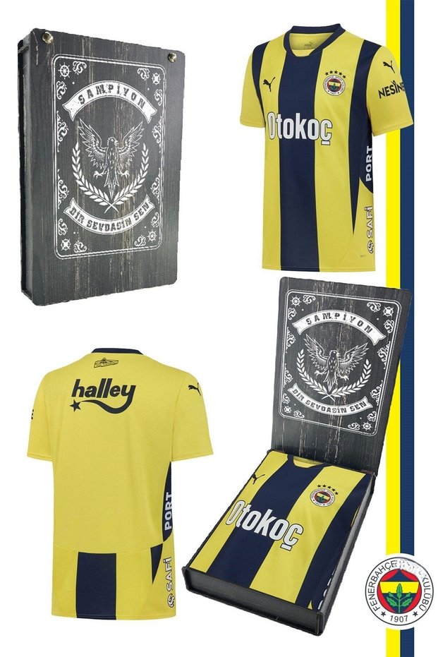 Original Licensed Unisex 2024-2025 New Season Yellow Navy Blue Striped Jersey with Wooden Box