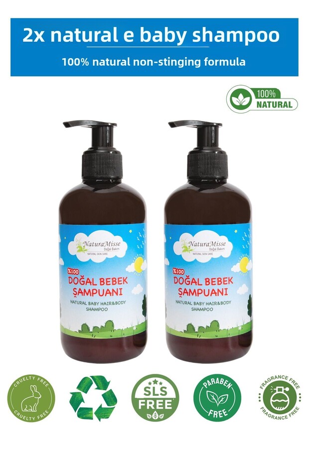 Natural Baby Shampoo 500 ml Hair Body Shampoo Paraben-Free Sulfate-Free Baby Shampoo with Clean Ingredients