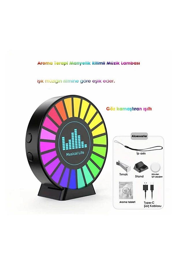 Rgb Sese Duyarlı Ritim Animasyonlu Müzik Ekolayzer 22 Ledli Şarjlı Kokulu Led Disk - 3
