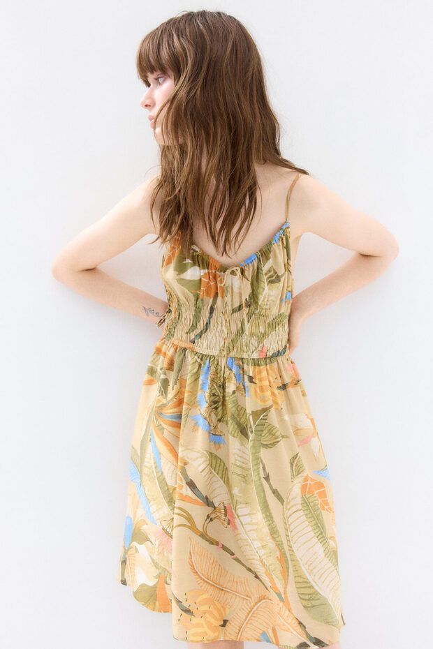 Büzgülü ve Askılı Elbise - 2