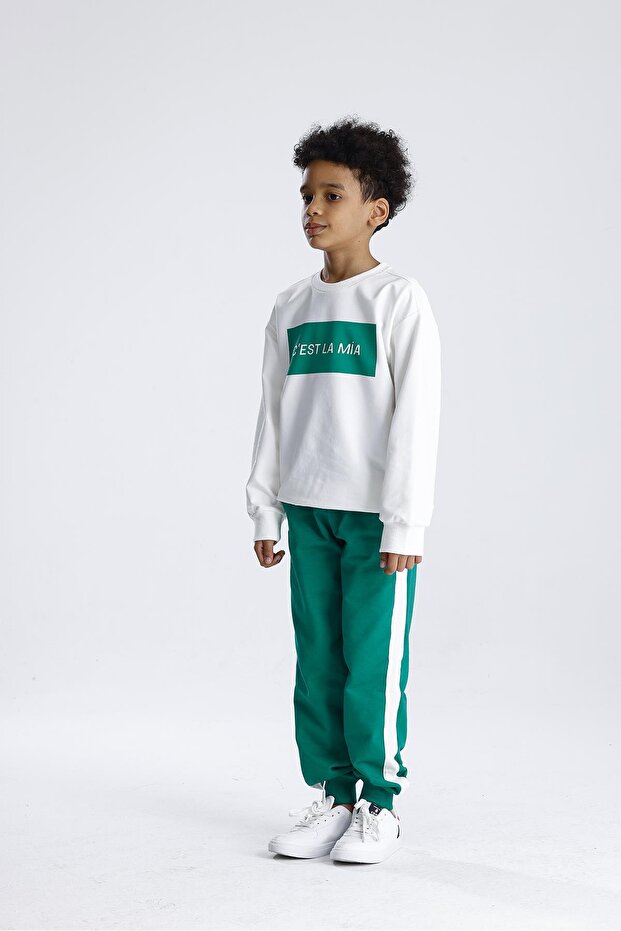 طقم بدلة رياضية مطبوعة بخط واحد - 3