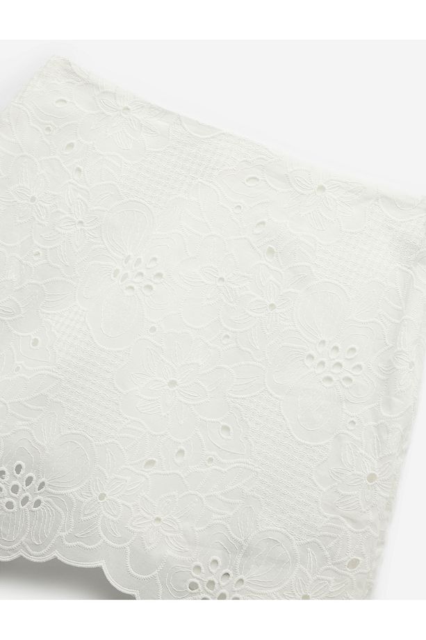 Pamuklu Astarlı Fistolu Çiçekli Brode Detaylı A Kesim Mini Etek - 4