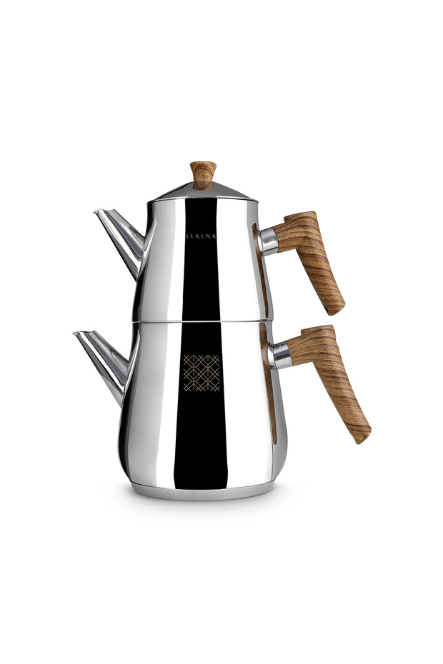 Traditional Turkish Tea Pot, 18/10 Stainless Steel, Rapid Boil Stove Top