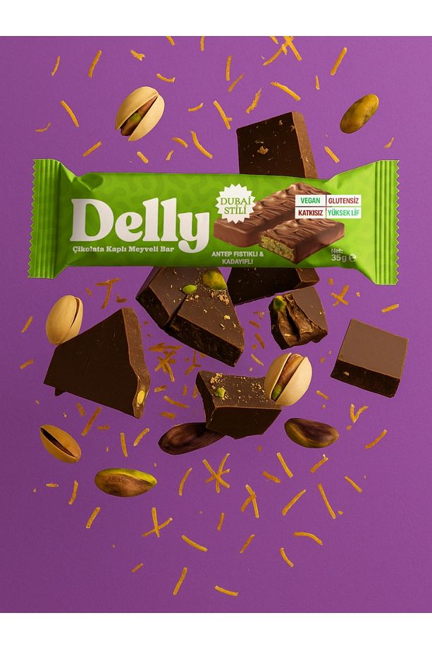 12 Adet Çikolata Kaplı - Antep Fıstıklı & Kadayıflı Meyveli Bar 35g - 5