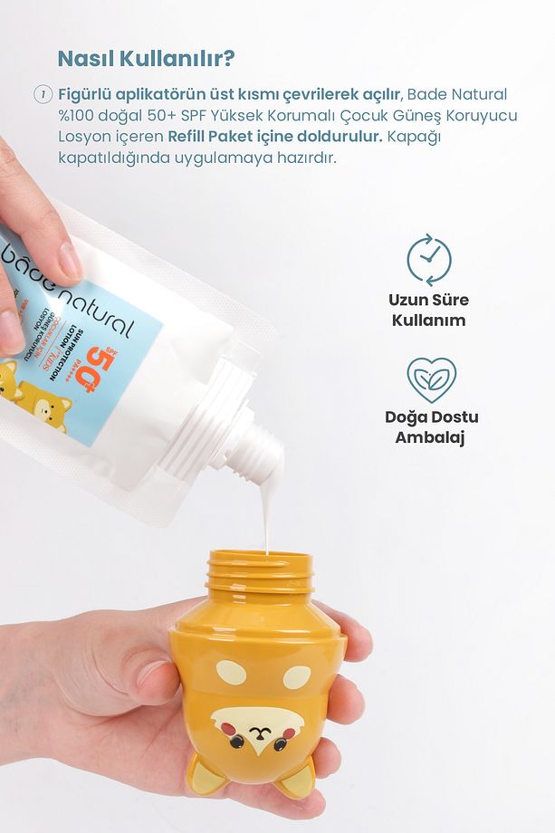 Güneş Koruyucu Losyon Aplikatörü Kedi Figürlü Doldurulabilir Roll On 110 ml - 3