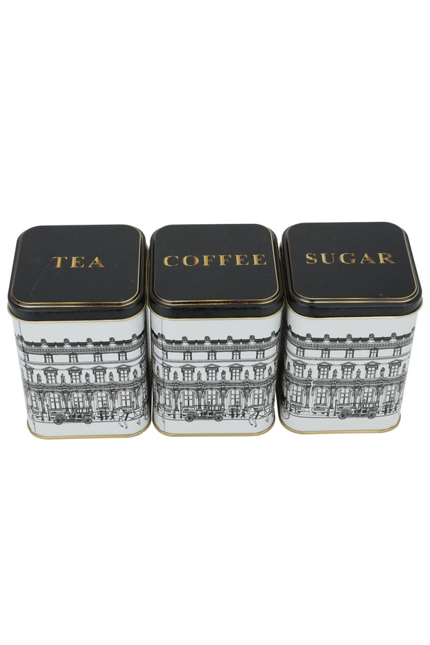 Square Metal Storage Container 8.7 cm X 8.7 cm X 12.5 Cm, Set of 3, City