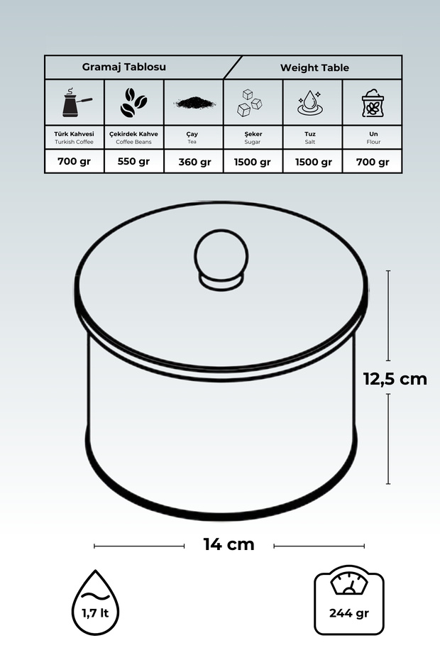 Leo Patterned Round Metal Storage Container, Storage Storage Container 14 X 12.5 Cm, 1.7 Liter Er142-V4 - 6