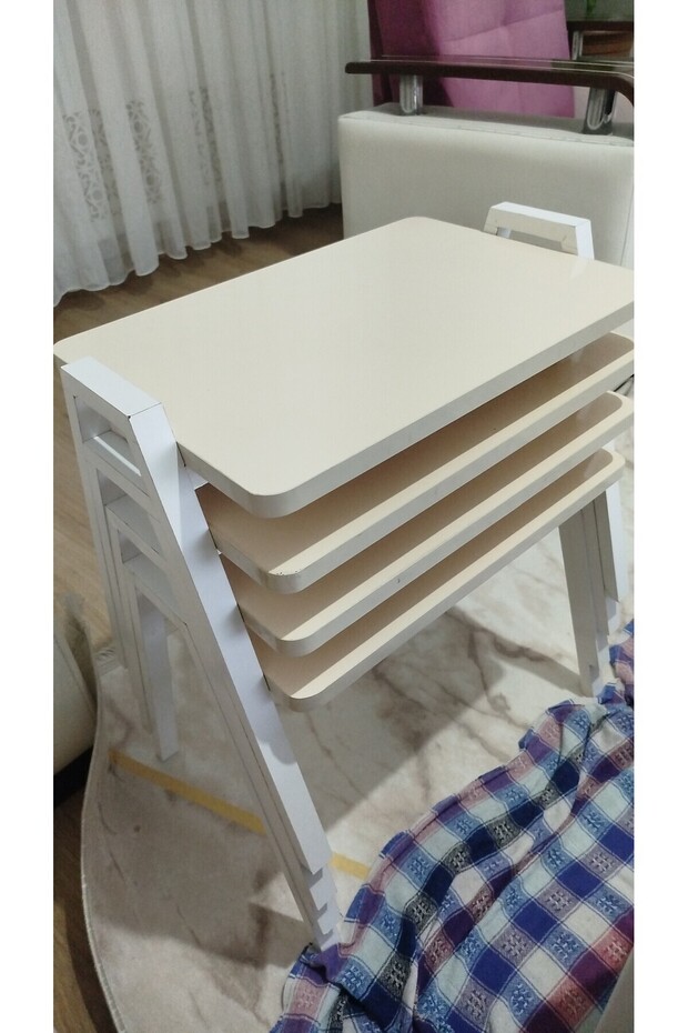 Zigon Sehpa 4'Lü Mermer Desenli Tepsi Model - 8