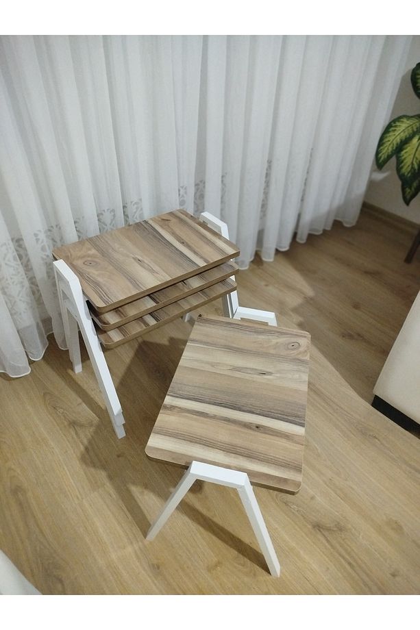 Zigon Sehpa 4'Lü Mermer Desenli Tepsi Model - 6