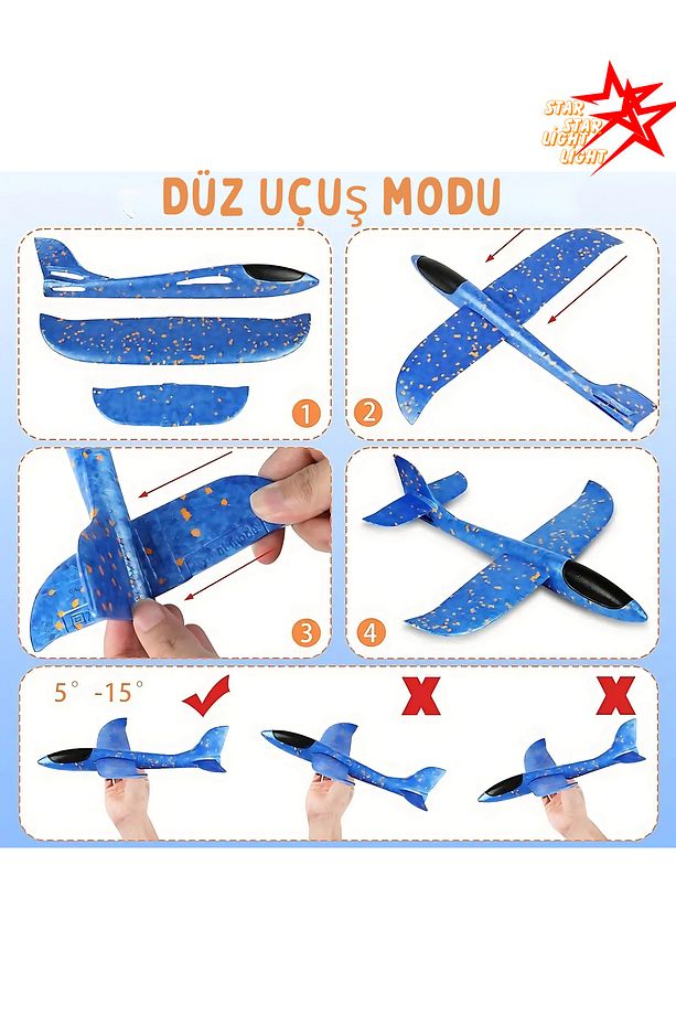 Mavi Çocuk Köpük Uçak Oyuncak -el Planörü, Elle Atılan Dayanıklı Ve Eğlenceli Modlu Uçan Uçak - 6