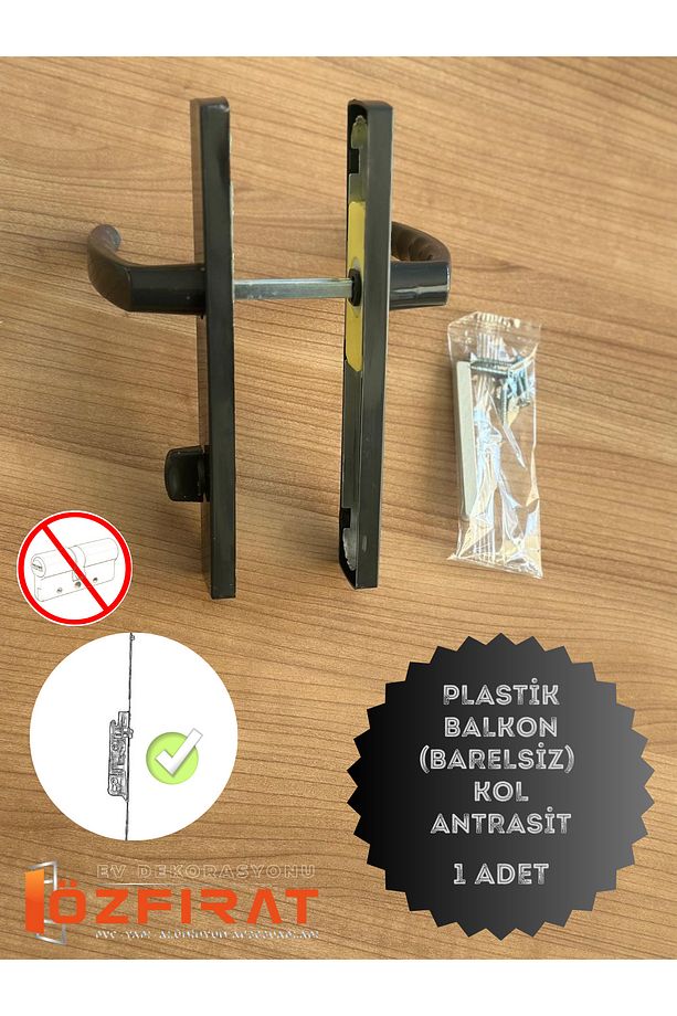 Pvc Pimapen Plastik Kapı Kolu / Balkon Plastik Kapı Kolu / Antrasit 1 Adet - 2