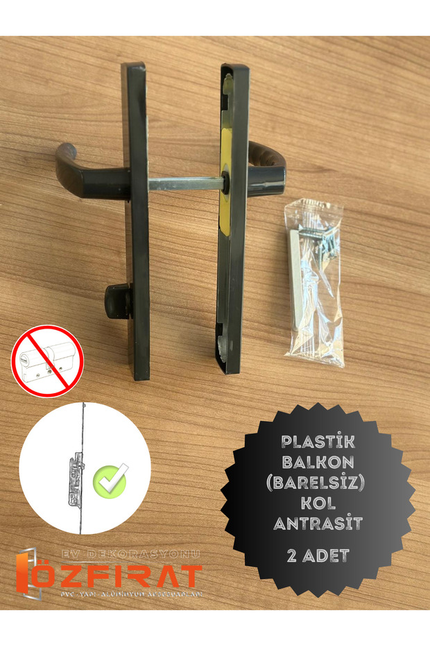 Pvc Pimapen Plastik Kapı Kolu / Balkon Plastik Kapı Kolu / Antrasit 2 Adet - 2