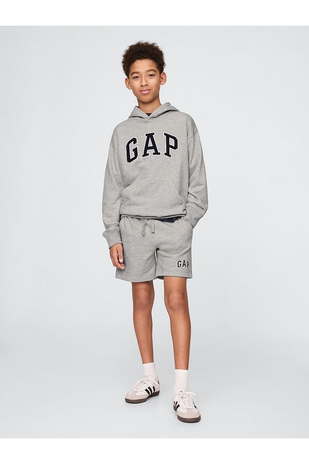 Erkek Çocuk Gri Gap Logo Havlu Kumaş Şort - 1