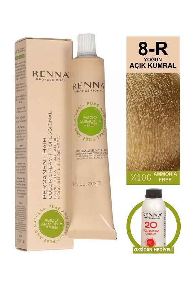 AMONYAKSIZ Bitkisel Yıpranmış Saçlar İçin Saç Boyası 8-R YOĞUN AÇIK KUMRAL 60ml - 4