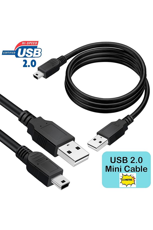1.5 Metre Ps3 Kol Şarj Kablosu 5 Pin Mini Usb Usb5-pin 2.0 Erkek A Mini 5 Pin B 1.5mt Piramit Uç - 1