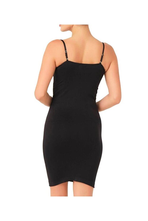 Siyah Kadın Ip Askılı Lilkralı Atlet Kombinezon Jüpon Astar Ceylanoğlu - 5