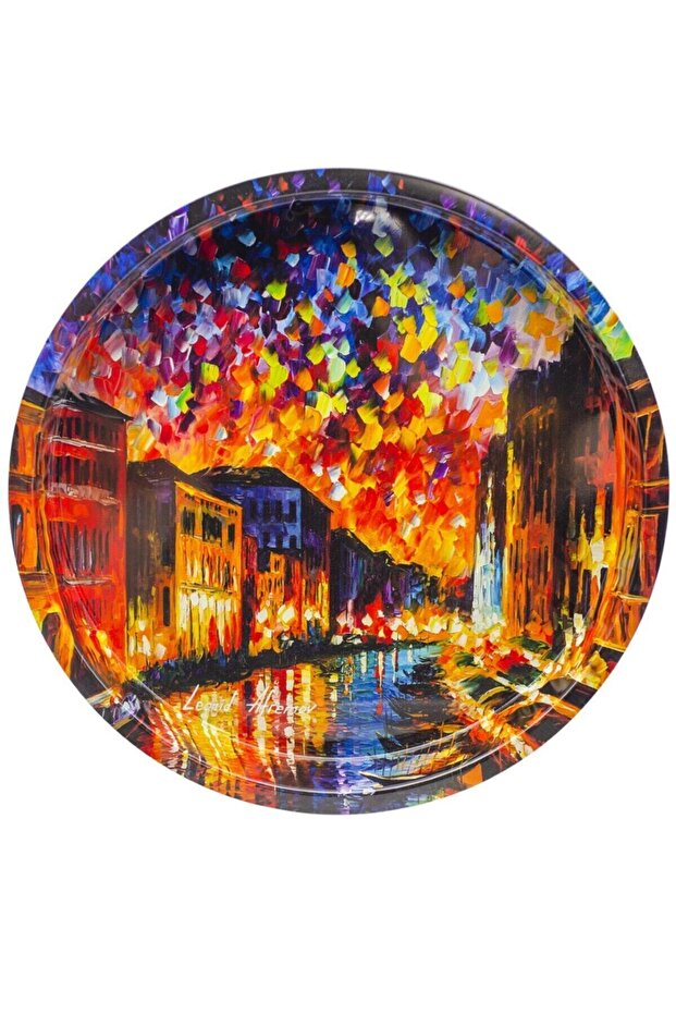 Ef163-03 Afremov River Desenli Yuvarlak Tepsi 36 Cm - 3