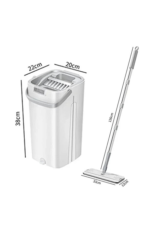 Flat Floor Mop and Bucket with Dry and Wet Bucket Set and 4 Replacement Pads,Handle,for Cleaning - 3
