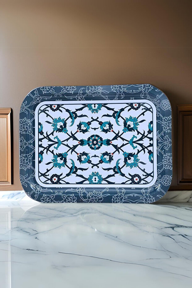 Ef161-t4 Sn_turkish Design Patterned Rectangular Tray 23x31 Cm - 1