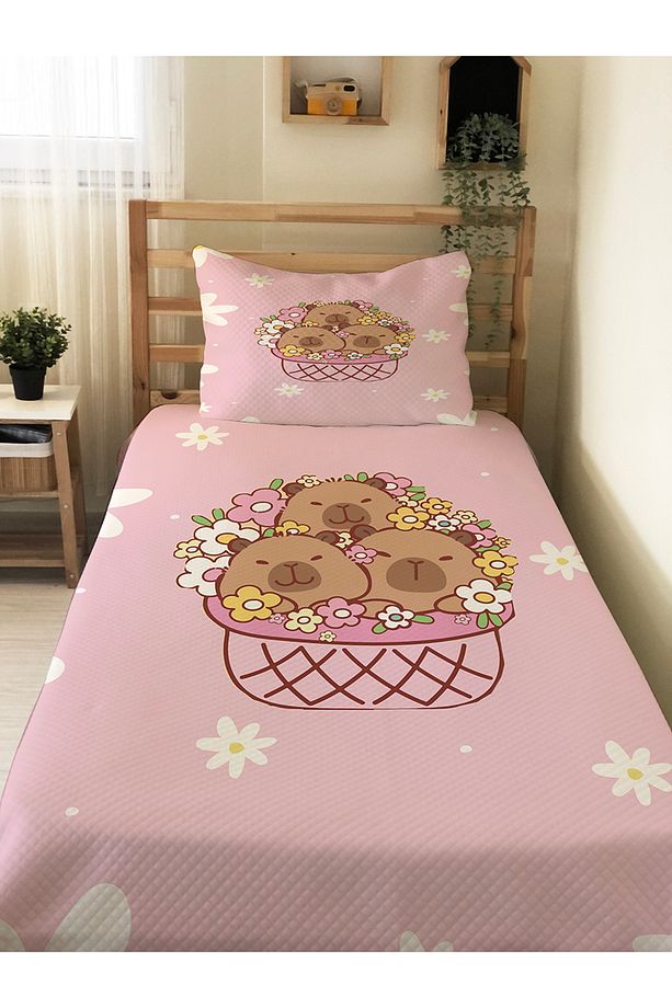 Capybara Desenli Tek Kişilik Pike 160x220 cm - 1