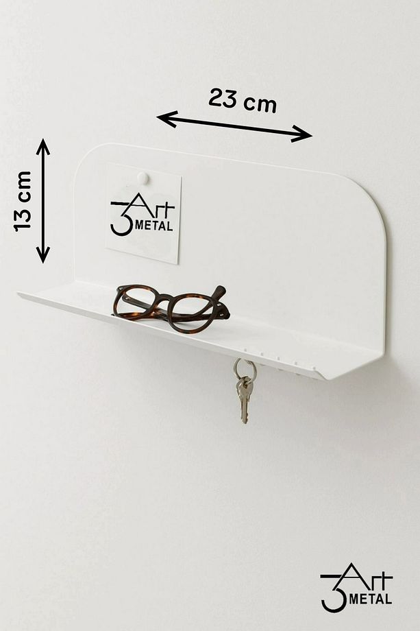 Duvar Tipi Anahtarlık ve Gözlük Organizeri – Minimalist Metal Raf Askılık Giriş ve Hol Kullanım - 3