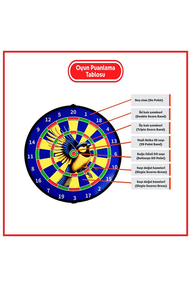 4 Oklu Mıknatıslı Taraftar Dart Seti Çift Yönlü Manyetik Dart Askılı Dartboard - 4