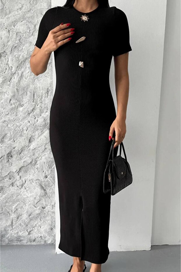 Draped Sun Accessory Half Sleeve Slit Elibse