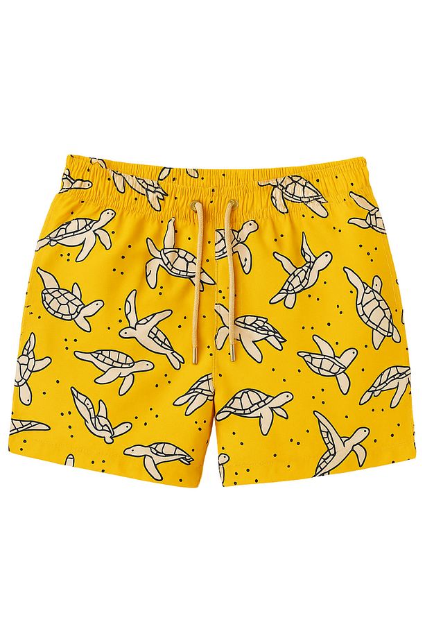 Erkek Lemon Party Kaplumbağa Desenli Deniz Şortu Sarı - 1