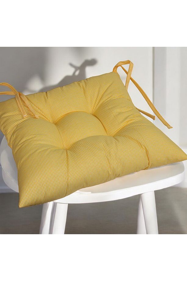 Potcha Pöti Kare Desenli Sandalye Ve Piknik Minderi 40x40 Cm - Soft Sarı - 4