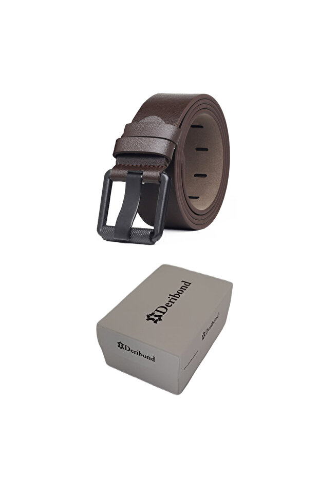 Brown Men's Belt Faux Leather, Gift, Special Box 4.50 cm