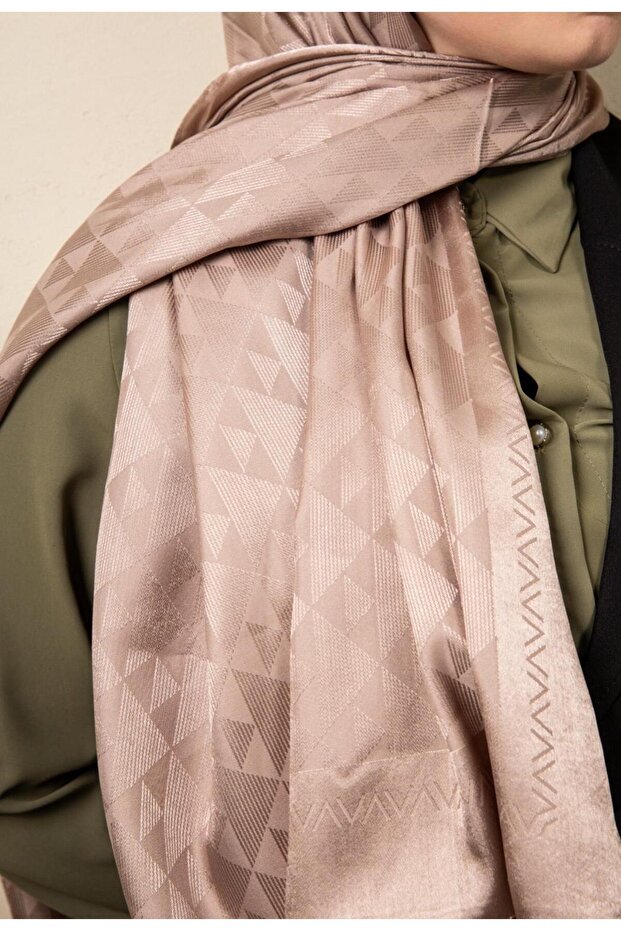 مثلث نمط لامعة الجاكار شال رغوة القهوة - 2