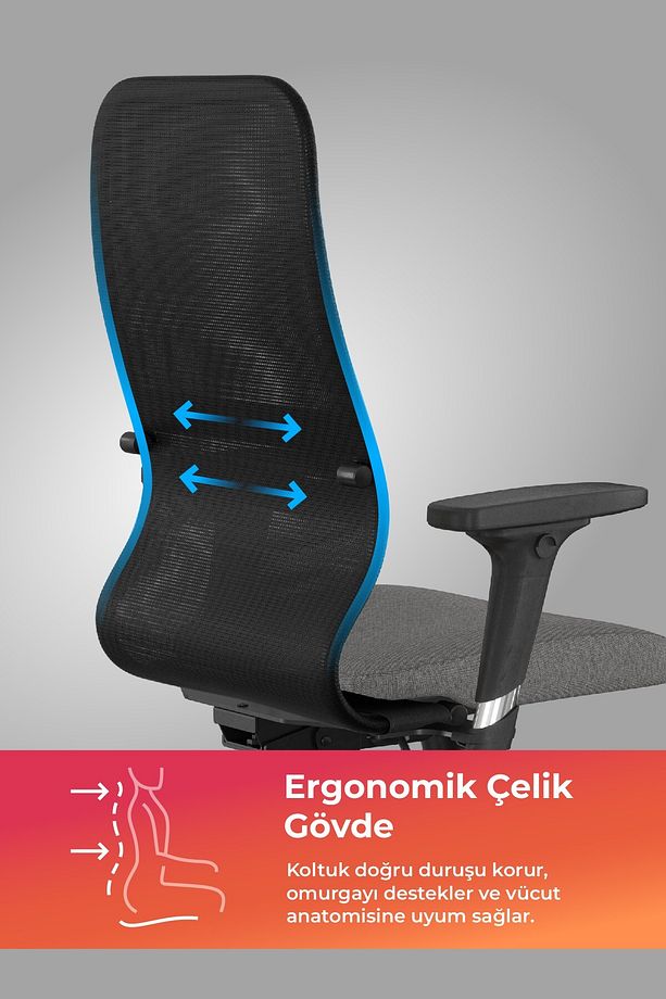 Ergolife Synchrosit 8 Ergonomik Fileli Ofis Koltuğu / Çalışma Sandalyesi - 297.d.1.2f3 - 3