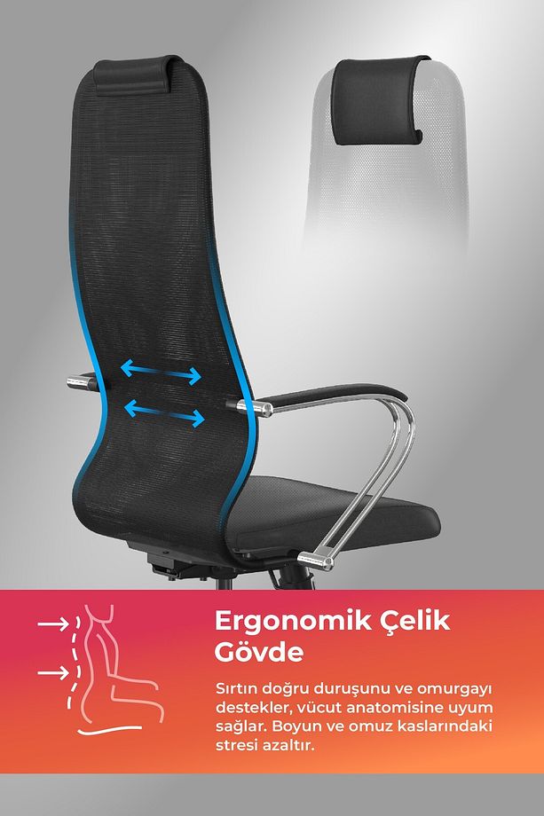 Ergolife Synchrosit 8 Ergonomik Fileli Ve Deri Ofis Koltuğu - 1b9.55.1.403 - 3