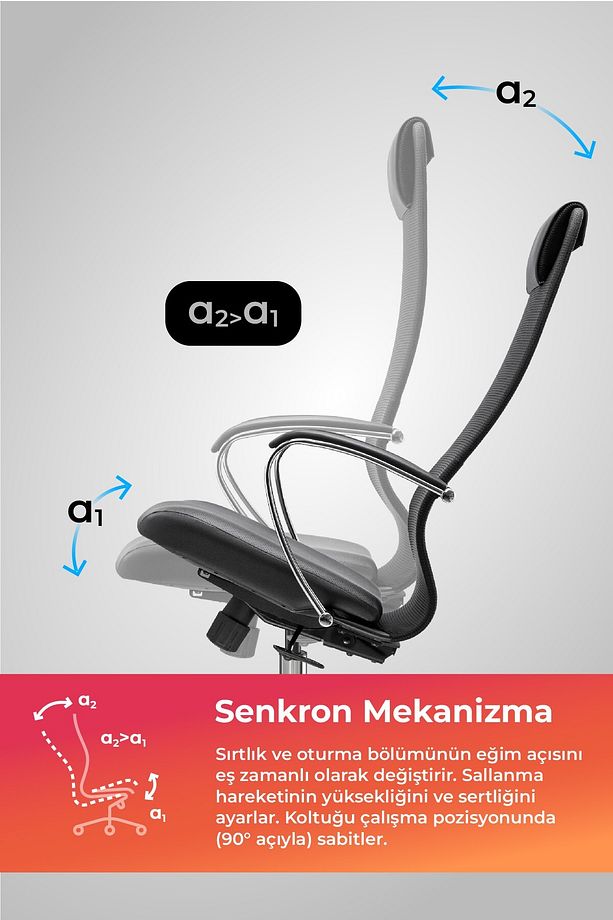 Ergolife Synchrosit 8 Ergonomik Fileli Ve Deri Ofis Koltuğu - 1b9.55.1.403 - 4