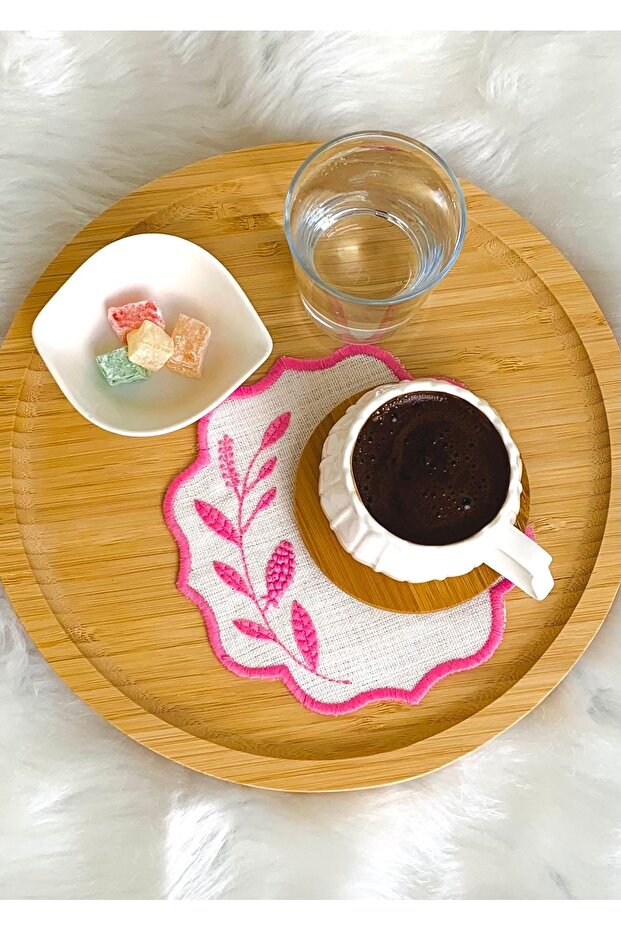 Mixed Color Presentation Napkin, Cocktail Napkin, Coffee Side Presentation Napkin, Embroidered Presentation Napkin Set of 6 - 7