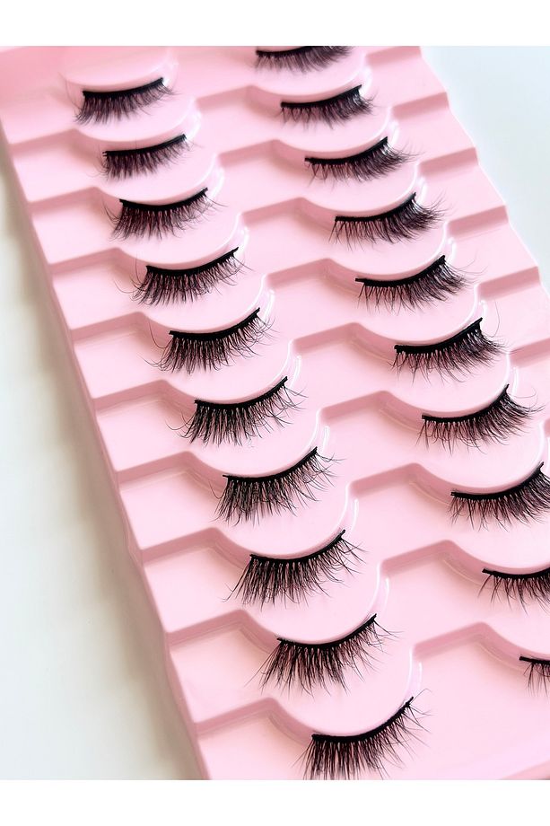 10 Çift Doğal Cat Eye Kedi Göz Takma İpek Kirpik Powerliner Şeffaf Kalem Yapıştırıcı (APARAT HEDİYE) - 6