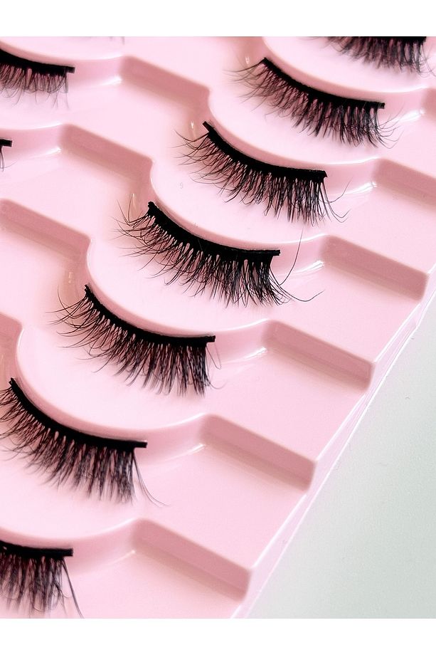 10 Çift Doğal Cat Eye Kedi Göz Takma İpek Kirpik Powerliner Şeffaf Kalem Yapıştırıcı (APARAT HEDİYE) - 8