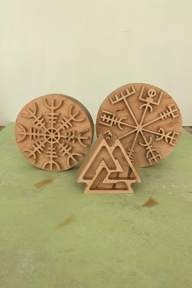 Viking Vegvisir Talisman Wooden Printing Mold Set of 3